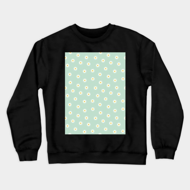 Daisy Flower Pattern, Green Crewneck Sweatshirt by Velvet Earth